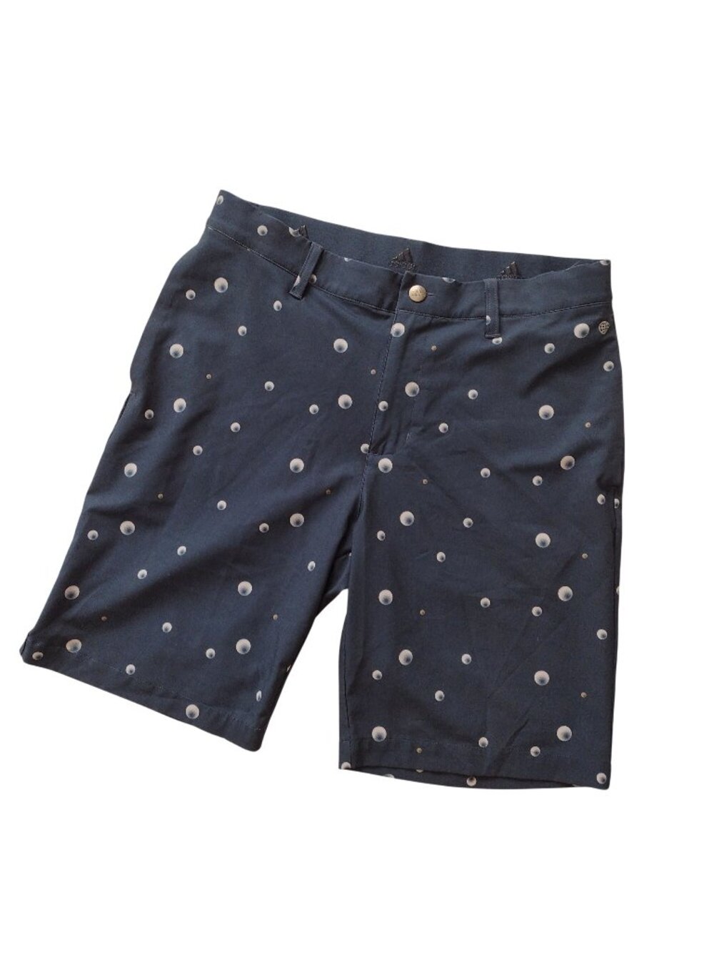 Adidas Ultimate365 Short 30" Waist Navy Golf Ball Allover Print Stretchy Short